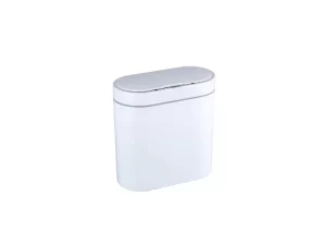 ELPHECO Bathroom Trash Can, 2.5 Gallon Waterproof Motion Sensor Small Trash Can with Lids, 9.5 Liters Slim Plastic Narrow Automatic Bedroom Trash Can Office Trash Can, White