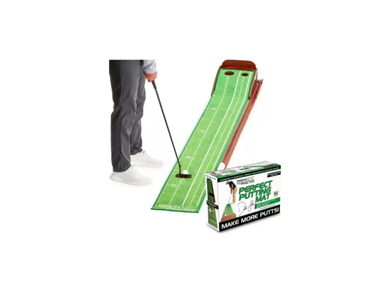 PERFECT PRACTICE Putting Mat - Indoor Golf Putting Green with 12 Hole Training for Mini Games & Practicing at Home or in The Office - Gifts for Golfers - Golf Accessories for Men.webp