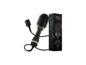 Professional Blowout Hair Dryer Brush, Black Gold Dryer and Volumizer, Hot Air Brush for Women, 75MM Oval Shape (Black Gold)