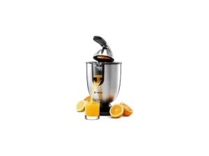 Eurolux Electric Citrus Juicer Squeezer, for Orange, Lemon, Grapefruit, Stainless Steel 160 Watts of Power Soft Grip Handle and Cone Lid for Easy Use
