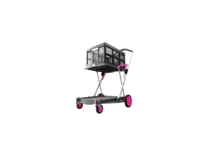 Multi use Functional Collapsible carts Mobile Folding Trolley Shopping cart with Storage Crate (Pink).webp