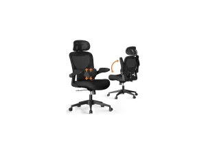 SUNNOW Mesh Office Chair, Ergonomic Desk Chair with Adjustable Lumbar Support & Flip-up Armrest, Comfort Wide Seat, High-Back Computer Task Chair for Home Office Student