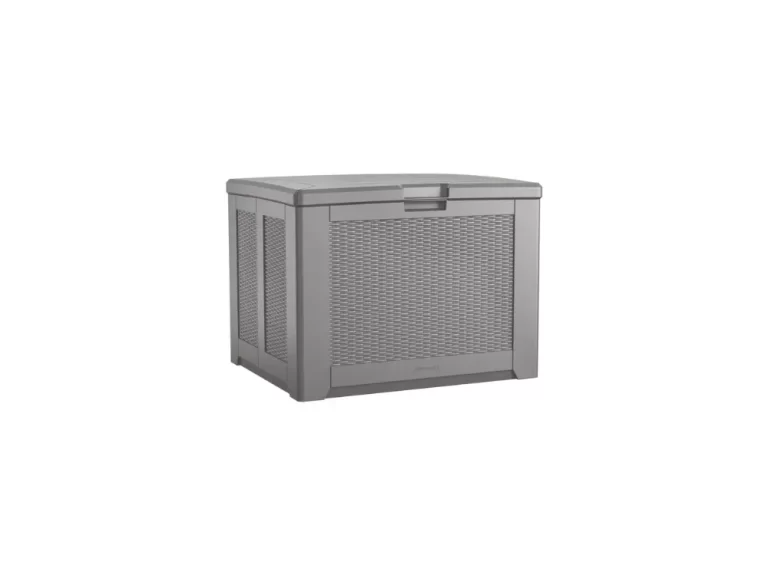 Rubbermaid Outdoor Deck Box, Medium, Weather Resistant, Gray for Lawn, Garden, Pool, Tool Storage, Home Organization