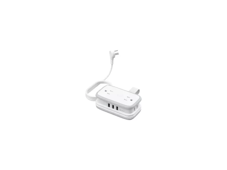 Travel Power Strip with USB Ports, NTONPOWER 4 Outlets 3 USB with 4FT Wrapped Short Extension Cord Flat Plug, USB Portable Desktop Charging Station