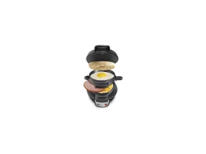 Hamilton Beach Breakfast Sandwich Maker with Egg Cooker Ring, Customize Ingredients, Perfect for English Muffins, Croissants, Mini Waffles, Perfect White Elephant Gifts, Black