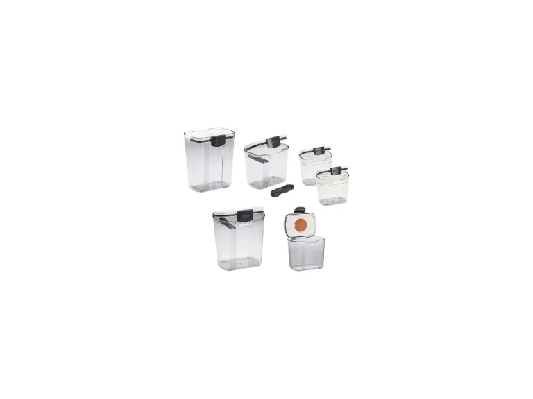 Progressive Prepworks ProKeeper 6 Piece Kitchen Clear Plastic Airtight Food Flour And Sugar Storage Organization Container Baking Canister Set