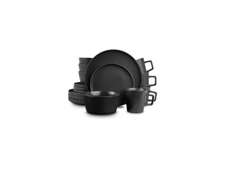 Stone Lain Coupe Dinnerware Set, Service For 4, Black Matte