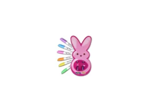 The Eggmazing Easter Egg Decorator - Peeps Bunny - Arts and Craft Set Includes 6 Colorful Markers - Pink