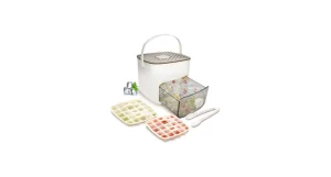 Ice Cube Tray for freezer with 2 Trays and Ice Storage Bin Tweezers.